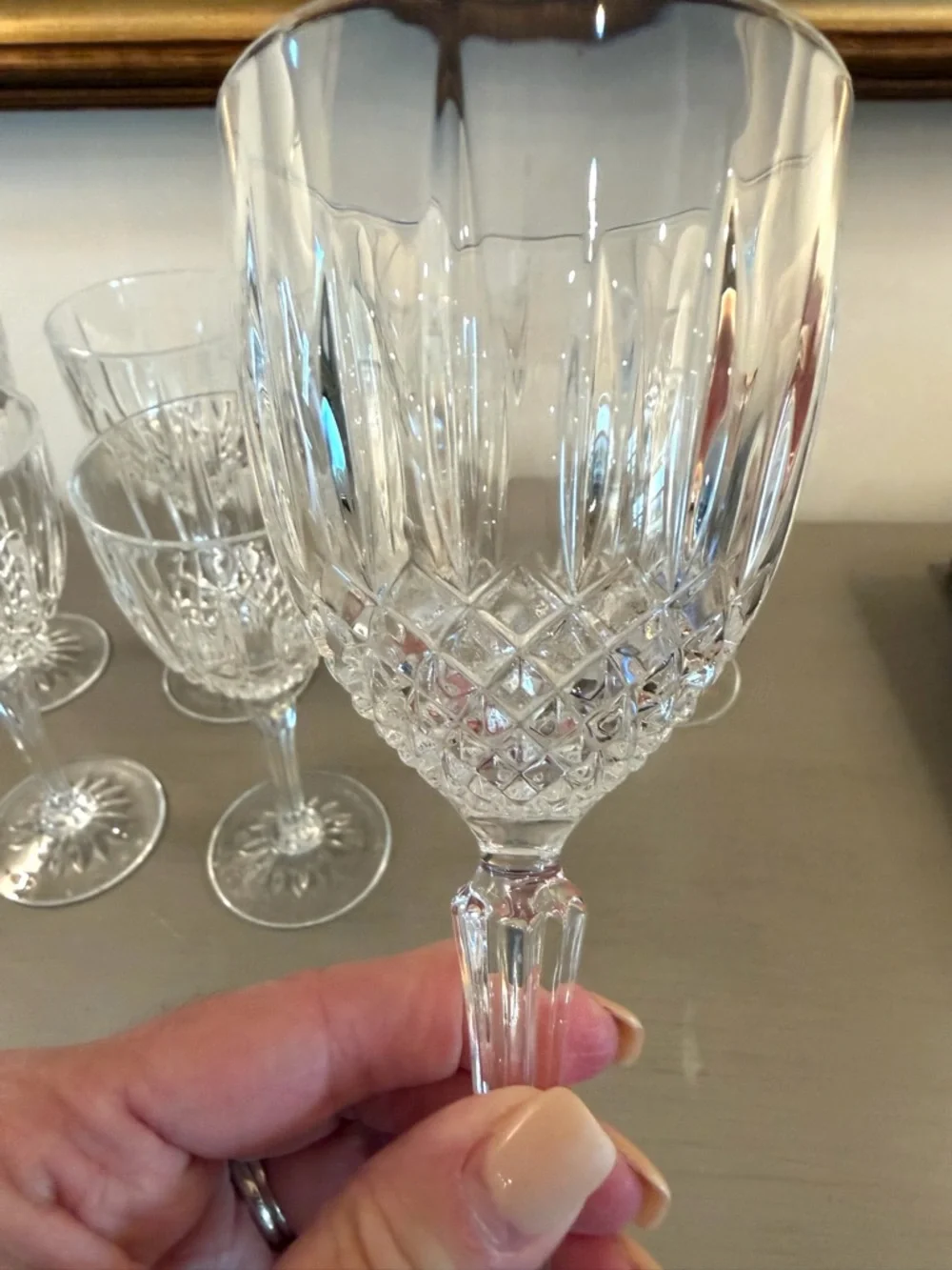 Vintage Set Of 7 Cristal D'Arques Durand Longchamp Crystal Wine Glasses 6oz